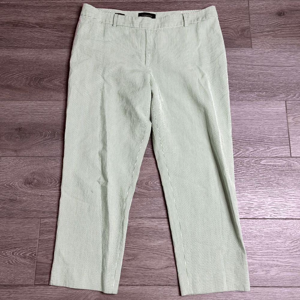 Talbots 100% Cotton Seersucker Green Signature‎ Pants Size 12